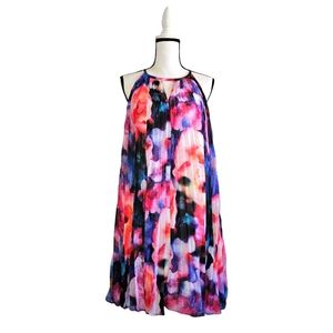 Maggy London Pleated Floral Swing Cocktail Dress